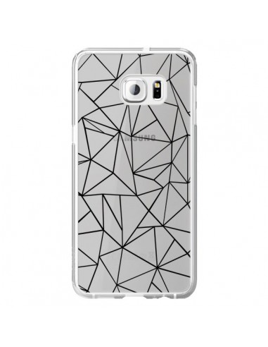 Coque Lignes Triangles Grid Abstract Noir Transparente pour Samsung Galaxy S6 Edge Plus - Project M