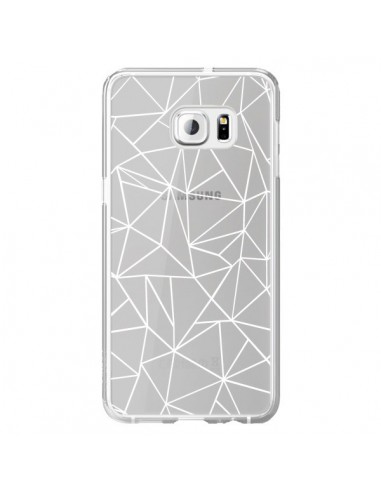 Coque Lignes Triangles Grid Abstract Blanc Transparente pour Samsung Galaxy S6 Edge Plus - Project M