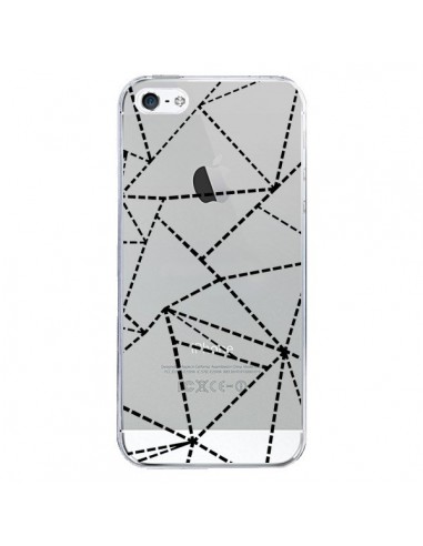 Coque iPhone 5/5S et SE Lignes Points Abstract Noir Transparente - Project M