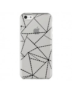 Coque iPhone 5C Lignes Points Abstract Noir Transparente...