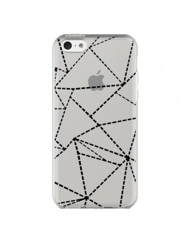 Coque iPhone 5C Lignes Points Abstract Noir Transparente - Project M