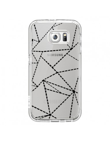 Coque Lignes Points Abstract Noir Transparente pour Samsung Galaxy S6 - Project M