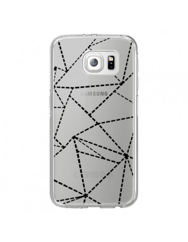 Coque Lignes Points Abstract Noir Transparente pour Samsung Galaxy S6 Edge - Project M