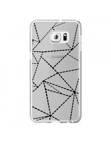Coque Lignes Points Abstract Noir Transparente pour Samsung Galaxy S6 Edge Plus - Project M