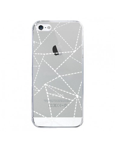 Coque iPhone 5/5S et SE Lignes Points Abstract Blanc Transparente - Project M