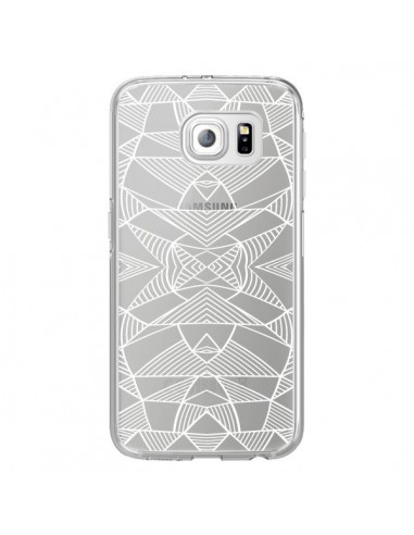 Coque Lignes Miroir Grilles Triangles Grid Abstract Blanc Transparente pour Samsung Galaxy S6 Edge - Project M