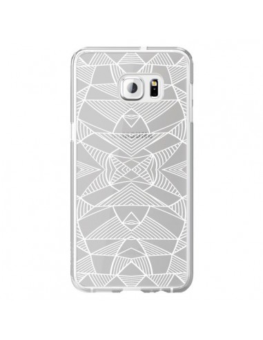 Coque Lignes Miroir Grilles Triangles Grid Abstract Blanc Transparente pour Samsung Galaxy S6 Edge Plus - Project M