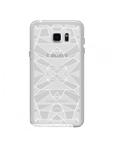 Coque Lignes Miroir Grilles Triangles Grid Abstract Blanc Transparente pour Samsung Galaxy Note 5 - Project M