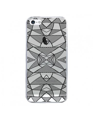Coque iPhone 5/5S et SE Lignes Miroir Grilles Triangles Grid Abstract Noir Transparente - Project M