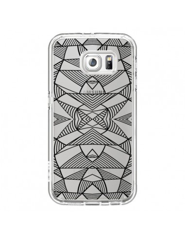 Coque Lignes Miroir Grilles Triangles Grid Abstract Noir Transparente pour Samsung Galaxy S6 - Project M