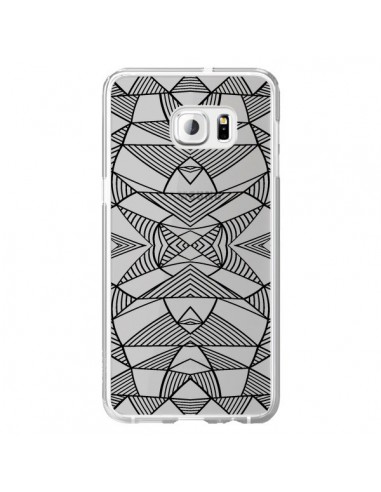 Coque Lignes Miroir Grilles Triangles Grid Abstract Noir Transparente pour Samsung Galaxy S6 Edge Plus - Project M