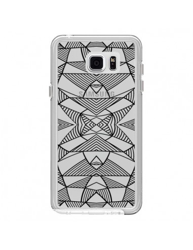 Coque Lignes Miroir Grilles Triangles Grid Abstract Noir Transparente pour Samsung Galaxy Note 5 - Project M