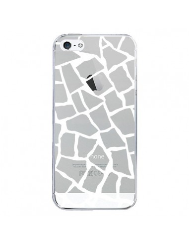 Coque iPhone 5/5S et SE Girafe Mosaïque Blanc Transparente - Project M
