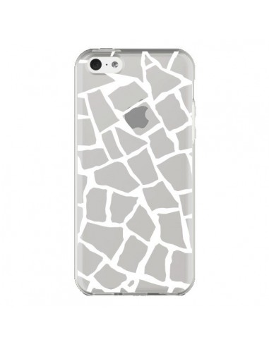 Coque iPhone 5C Girafe Mosaïque Blanc Transparente - Project M