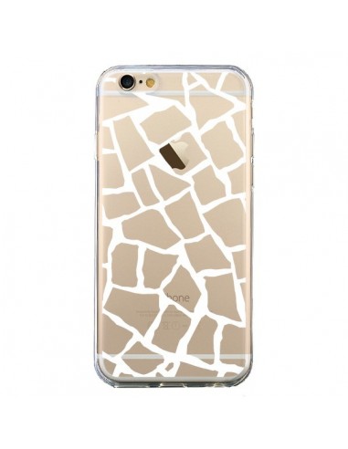Coque iPhone 6 et 6S Girafe Mosaïque Blanc Transparente - Project M
