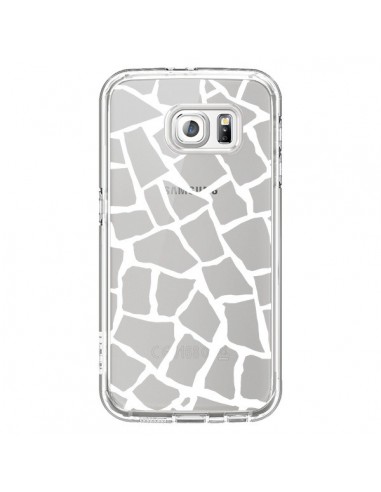Coque Girafe Mosaïque Blanc Transparente pour Samsung Galaxy S6 - Project M