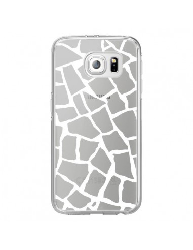 Coque Girafe Mosaïque Blanc Transparente pour Samsung Galaxy S6 Edge - Project M