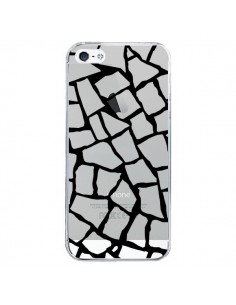 Coque iPhone 5/5S et SE Girafe Mosaïque Noir Transparente...