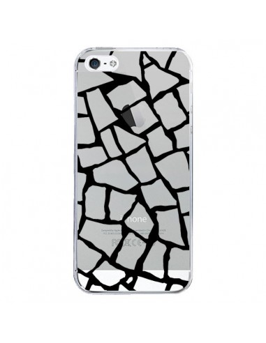 Coque iPhone 5/5S et SE Girafe Mosaïque Noir Transparente - Project M