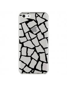 Coque iPhone 5C Girafe Mosaïque Noir Transparente -...