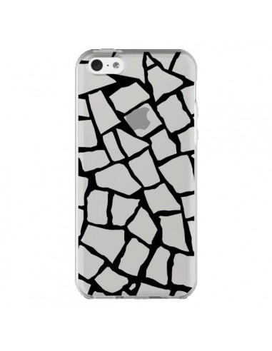 Coque iPhone 5C Girafe Mosaïque Noir Transparente - Project M