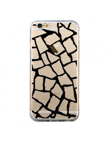 Coque iPhone 6 et 6S Girafe Mosaïque Noir Transparente - Project M