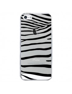 Coque iPhone 5/5S et SE Zebre Zebra Noir Transparente -...