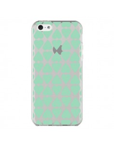 Coque iPhone 5C Coeurs Heart Mint Bleu Vert Transparente...