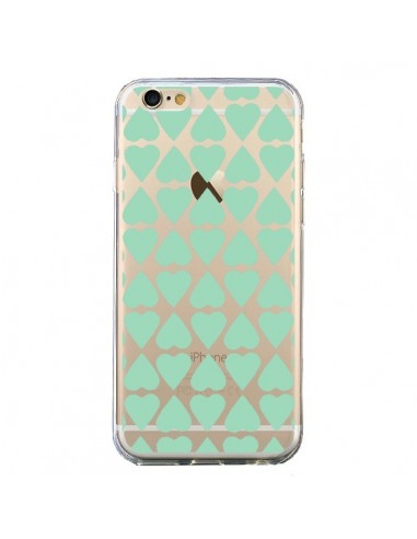 Coque iPhone 6 et 6S Coeurs Heart Mint Bleu Vert Transparente - Project M