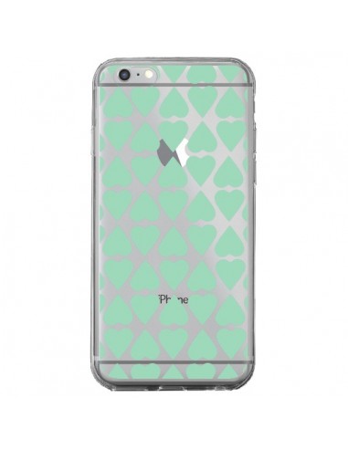 Coque iPhone 6 Plus et 6S Plus Coeurs Heart Mint Bleu Vert Transparente - Project M