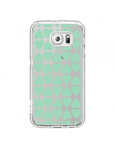 Coque Coeurs Heart Mint Bleu Vert Transparente pour Samsung Galaxy S6 - Project M