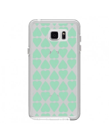 Coque Coeurs Heart Mint Bleu Vert Transparente pour Samsung Galaxy Note 5 - Project M