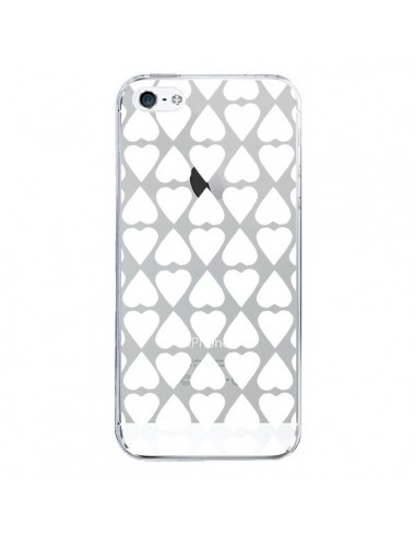 Coque iPhone 5/5S et SE Coeurs Heart Blanc Transparente - Project M