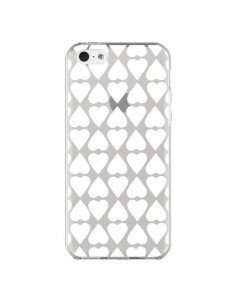 Coque iPhone 5C Coeurs Heart Blanc Transparente - Project M