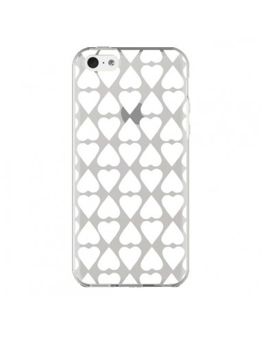 Coque iPhone 5C Coeurs Heart Blanc Transparente - Project M