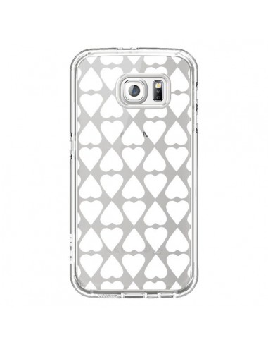 Coque Coeurs Heart Blanc Transparente pour Samsung Galaxy S6 - Project M