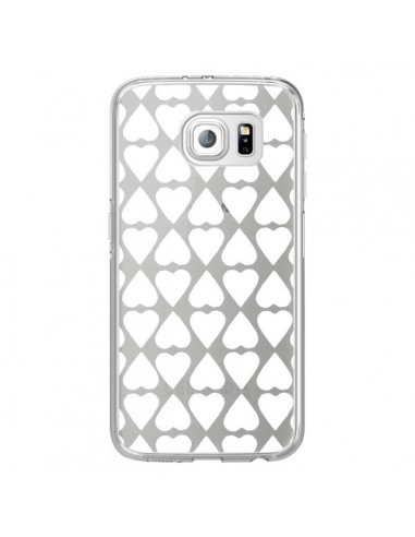 Coque Coeurs Heart Blanc Transparente pour Samsung Galaxy S6 Edge - Project M