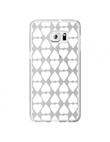 Coque Coeurs Heart Blanc Transparente pour Samsung Galaxy S6 Edge Plus - Project M