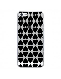 Coque iPhone 5/5S et SE Coeurs Heart Noir Transparente -...
