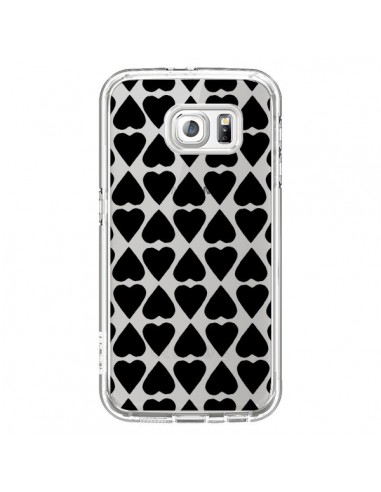 Coque Coeurs Heart Noir Transparente pour Samsung Galaxy S6 - Project M
