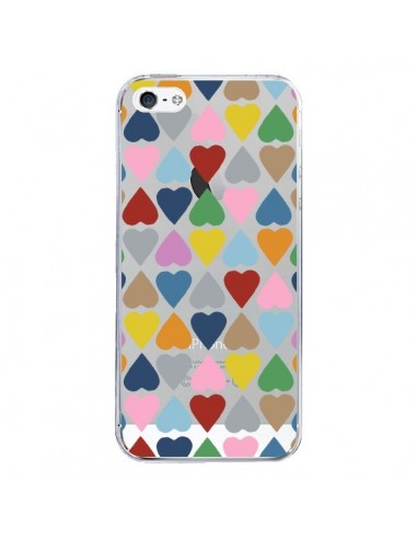 Coque iPhone 5/5S et SE Coeurs Heart Couleur Transparente - Project M