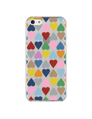 Coque iPhone 5C Coeurs Heart Couleur Transparente - Project M