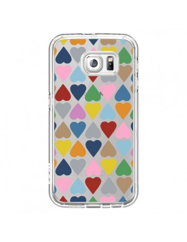 Coque Coeurs Heart Couleur Transparente pour Samsung Galaxy S6 - Project M