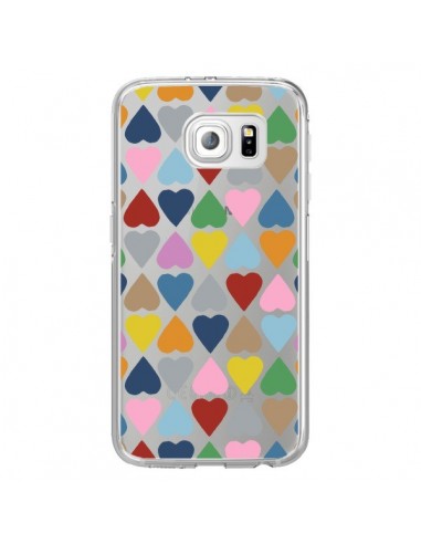 Coque Coeurs Heart Couleur Transparente pour Samsung Galaxy S6 Edge - Project M
