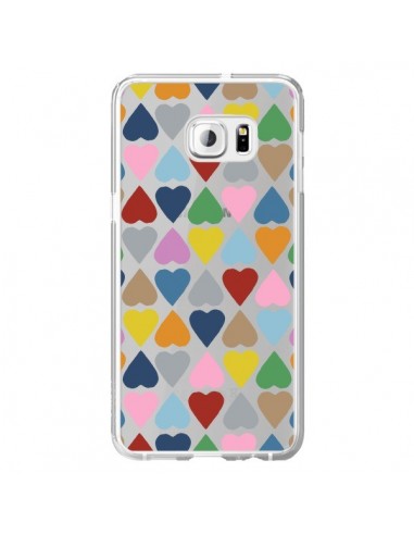 Coque Coeurs Heart Couleur Transparente pour Samsung Galaxy S6 Edge Plus - Project M