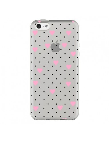 Coque iPhone 5C Point Coeur Rose Pin Point Heart Transparente - Project M