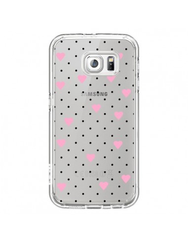 Coque Point Coeur Rose Pin Point Heart Transparente pour Samsung Galaxy S6 - Project M