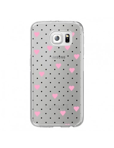 Coque Point Coeur Rose Pin Point Heart Transparente pour Samsung Galaxy S6 Edge - Project M