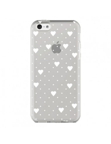 Coque iPhone 5C Point Coeur Blanc Pin Point Heart Transparente - Project M