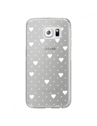 Coque Point Coeur Blanc Pin Point Heart Transparente pour Samsung Galaxy S6 Edge - Project M